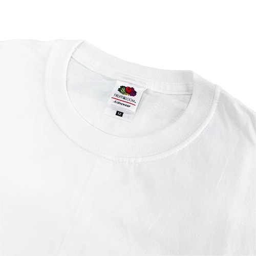 FRUIT OF THE LOOM 4.8oz USAコットンポケット付きTシャツ 襟元