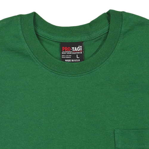 PRO TAG 9.0oz ショートスリーブTシャツポケ付き 襟元