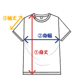Tシャツのサイズの測り方（身丈・身幅・袖丈）